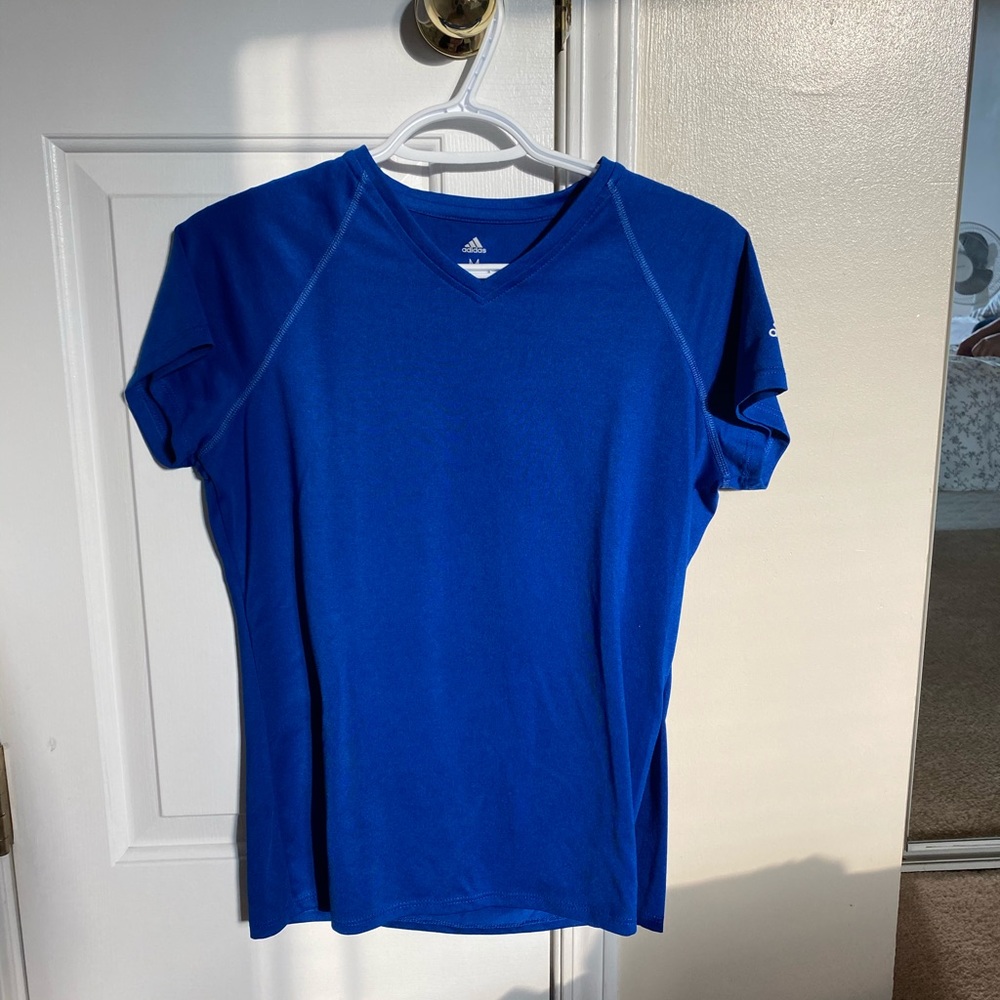 Blue V-Neck Adidas Workout Shirt